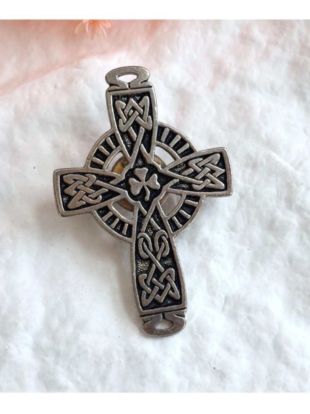 Hallmark Cards Celtic Cross 80's Style Silver Toned Vintage Brooch | Pin